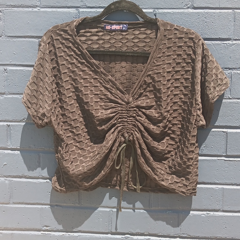 "AQ-Sport" 3X Spandex Black Crop Top